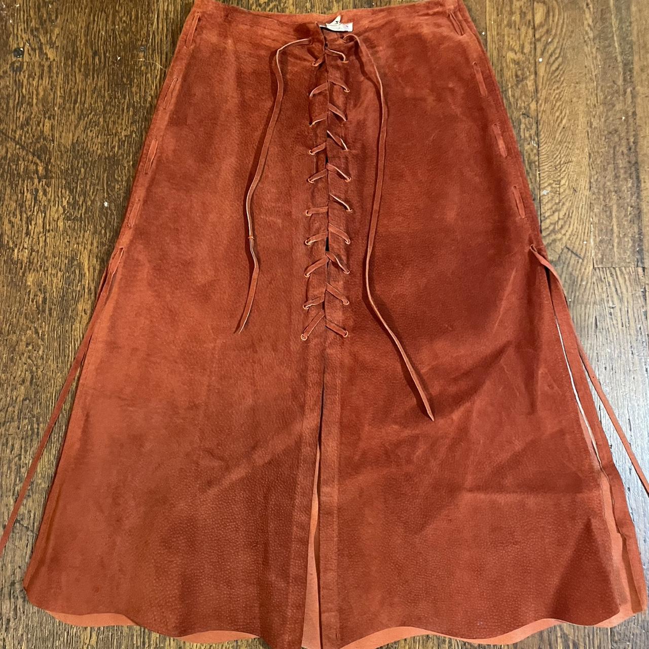 XS/S/M 100% SUEDE BURGUNDY SKIRT. Would be so... - Depop