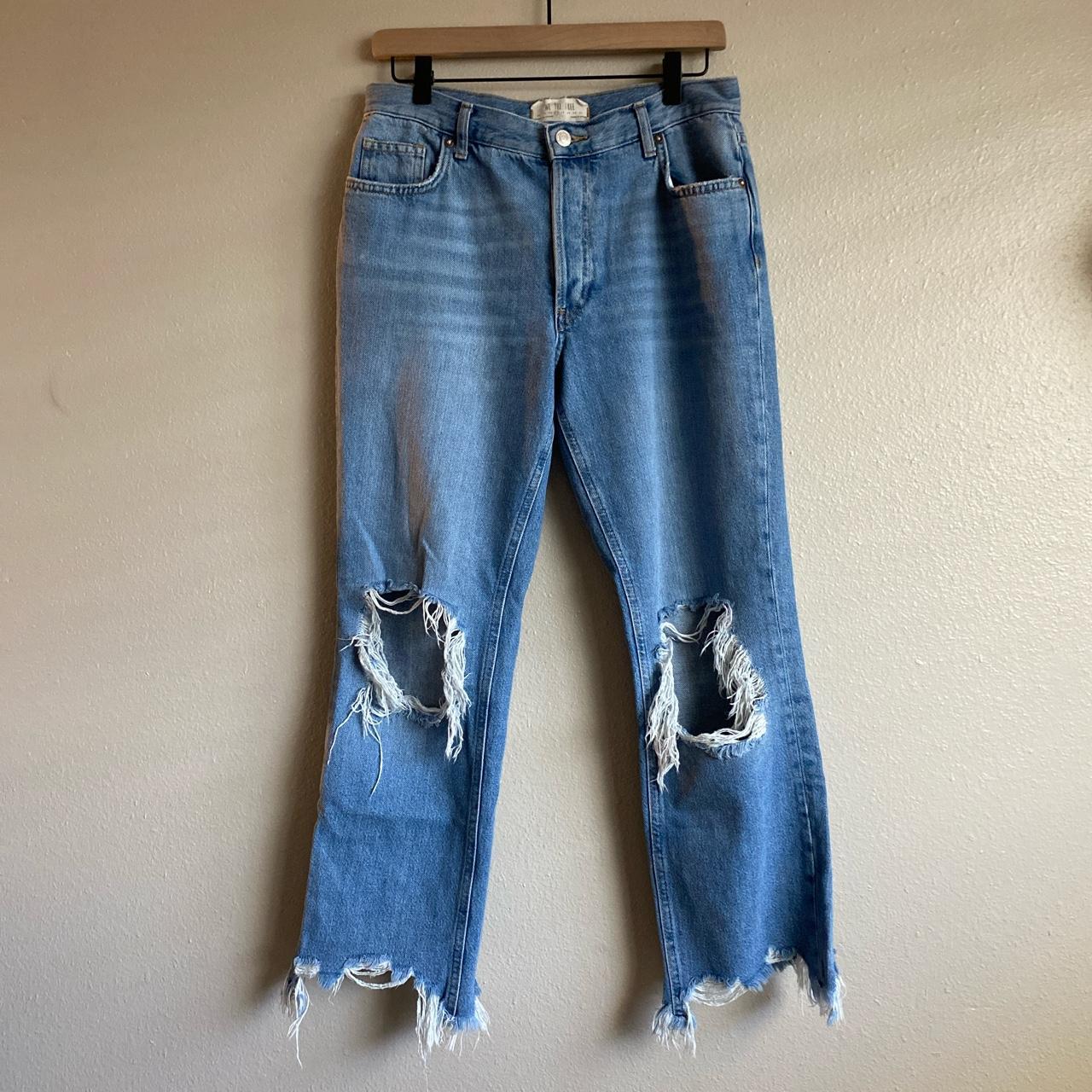 Free People Women's Blue Jeans | Depop