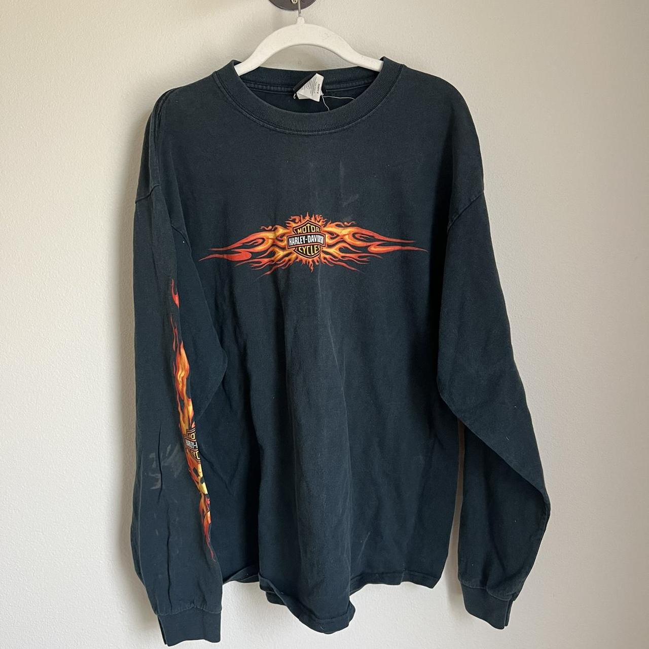 Vintage Harley Davidson flames sleeve #vtg... - Depop