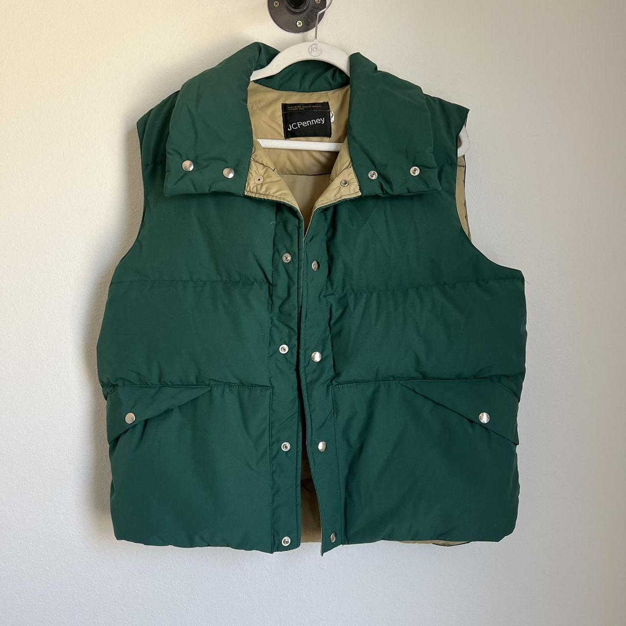 Vintage green down puffer vest JCPenney #70s #80s... - Depop