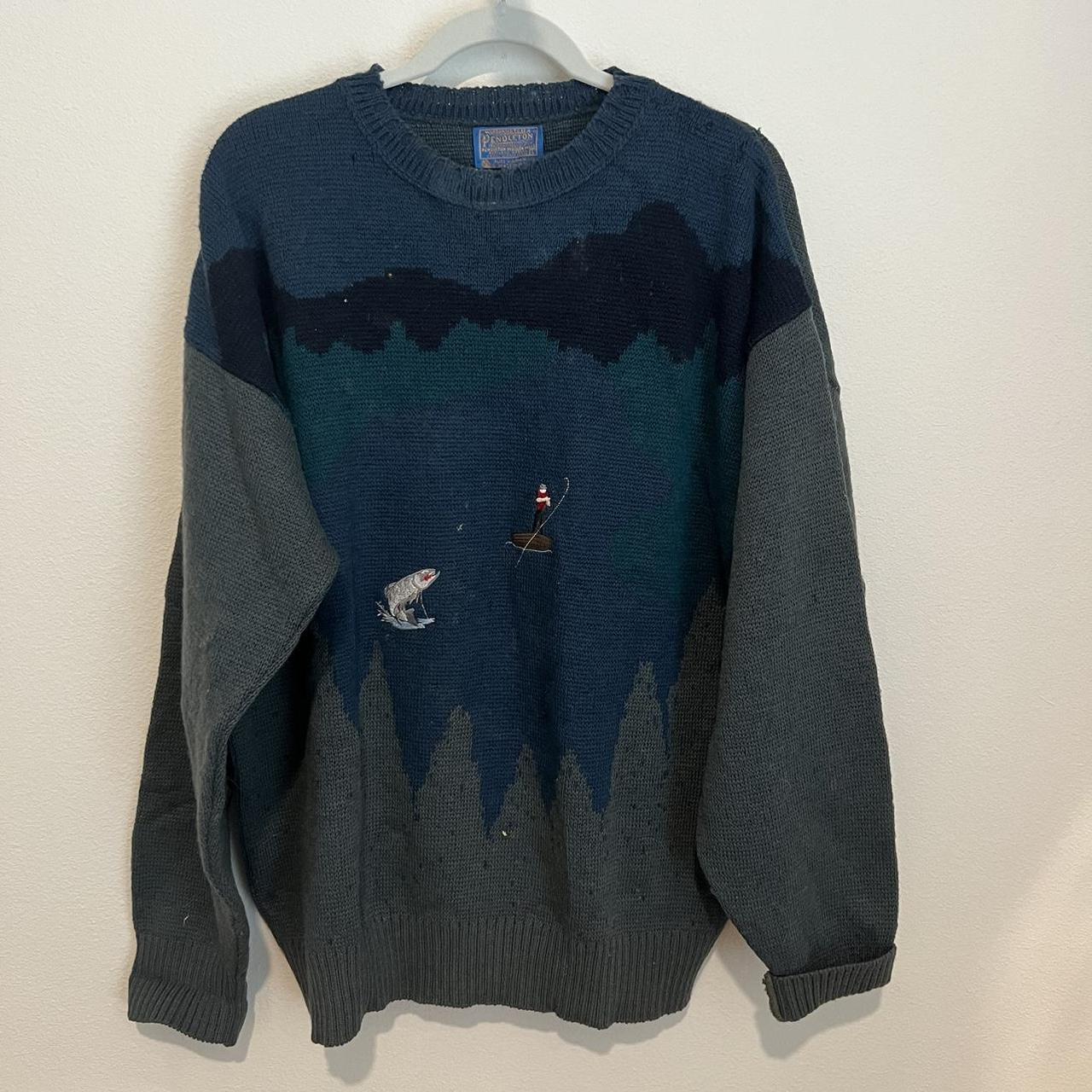 Vintage fishing Pendleton knit wool sweater Has... - Depop