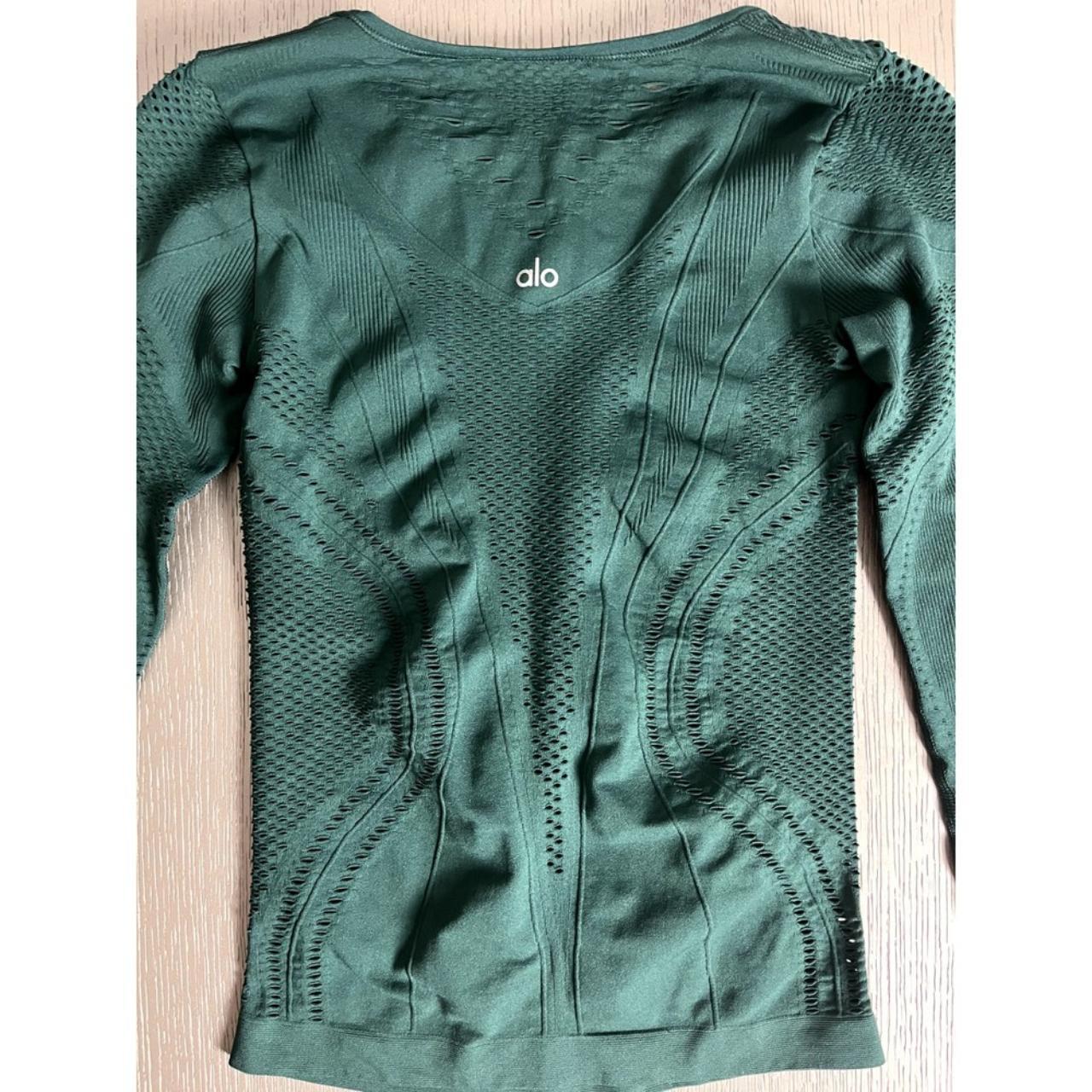 ALO Yoga Lark Mesh Inset Long Sleeve Top Green