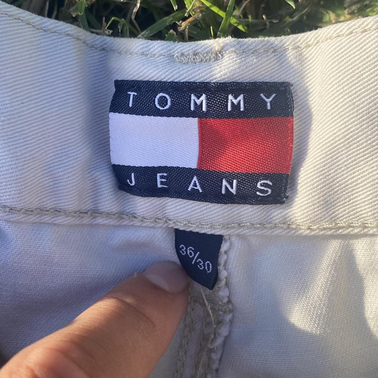 WHITE VINTAGE TOMMY HILFIGER CARGO PANTS -MENS SIZE... - Depop