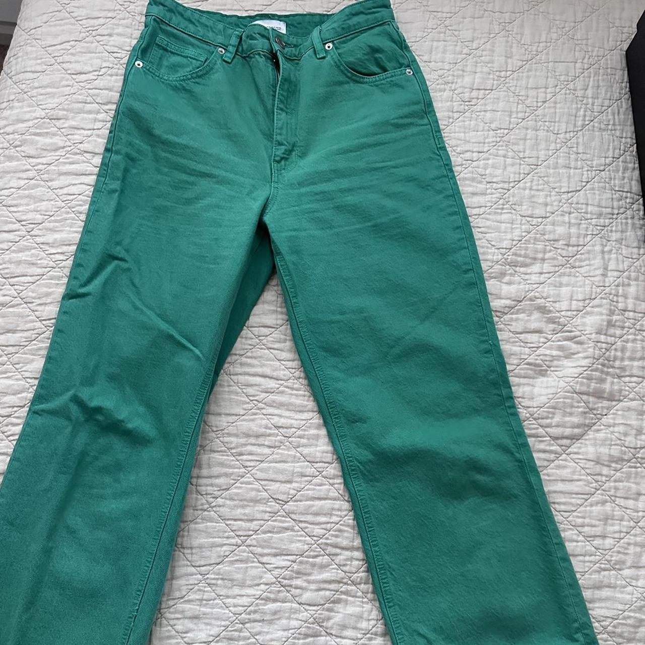 Zara viral green jeans size 6. No flaws. - Depop