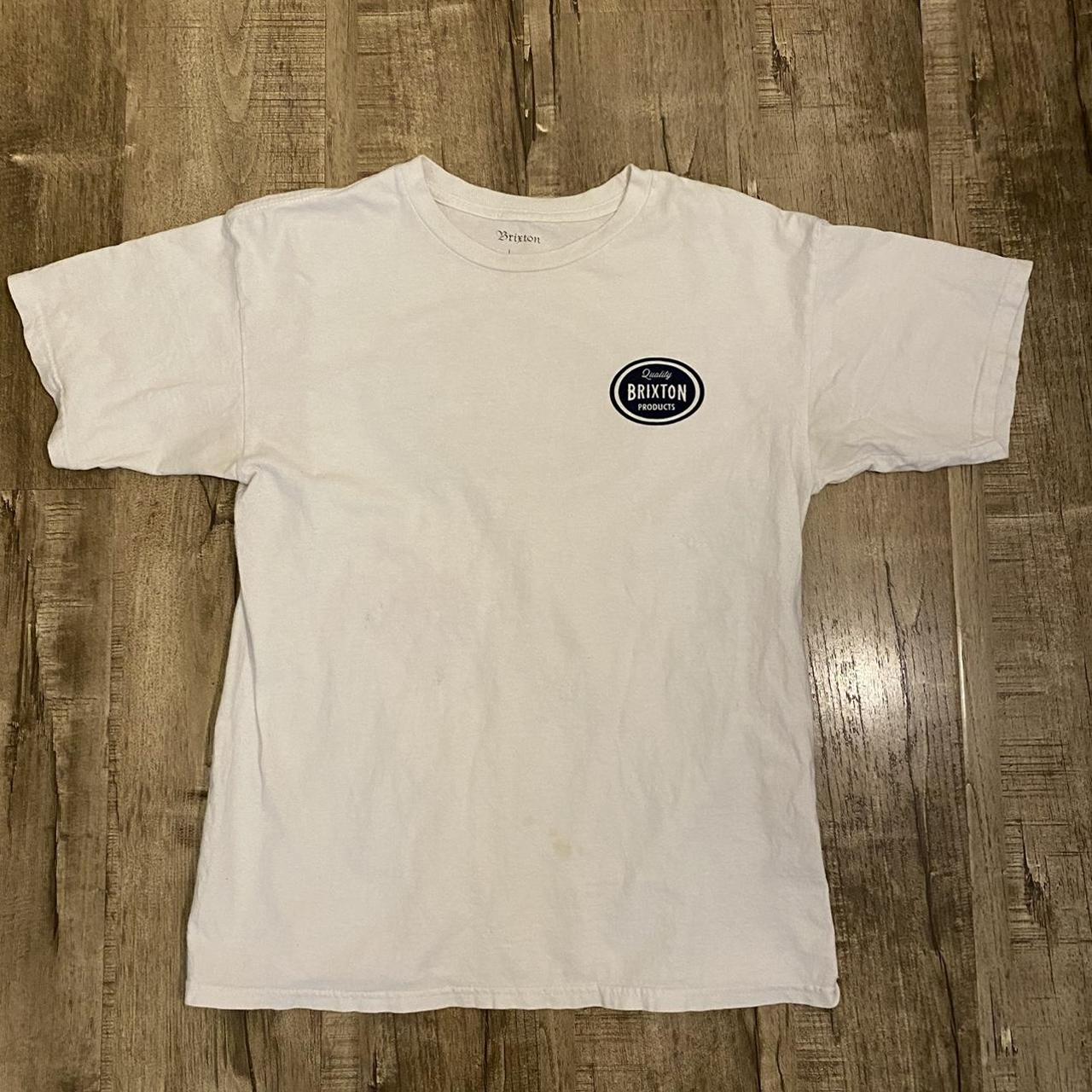 Brixton Men's White and Navy T-shirt | Depop