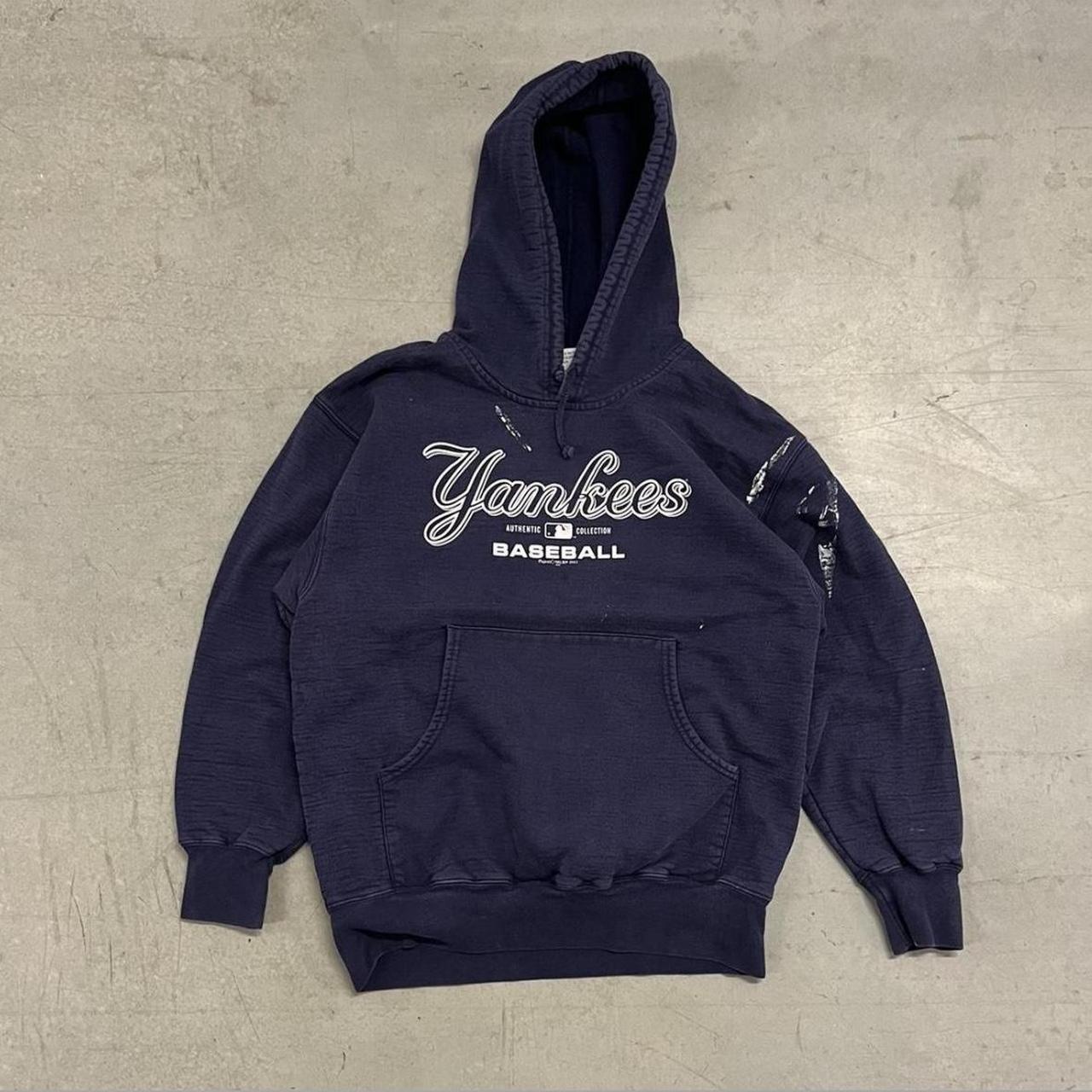 Vintage 2003 New York Yankees faded navy hoodie. -... - Depop