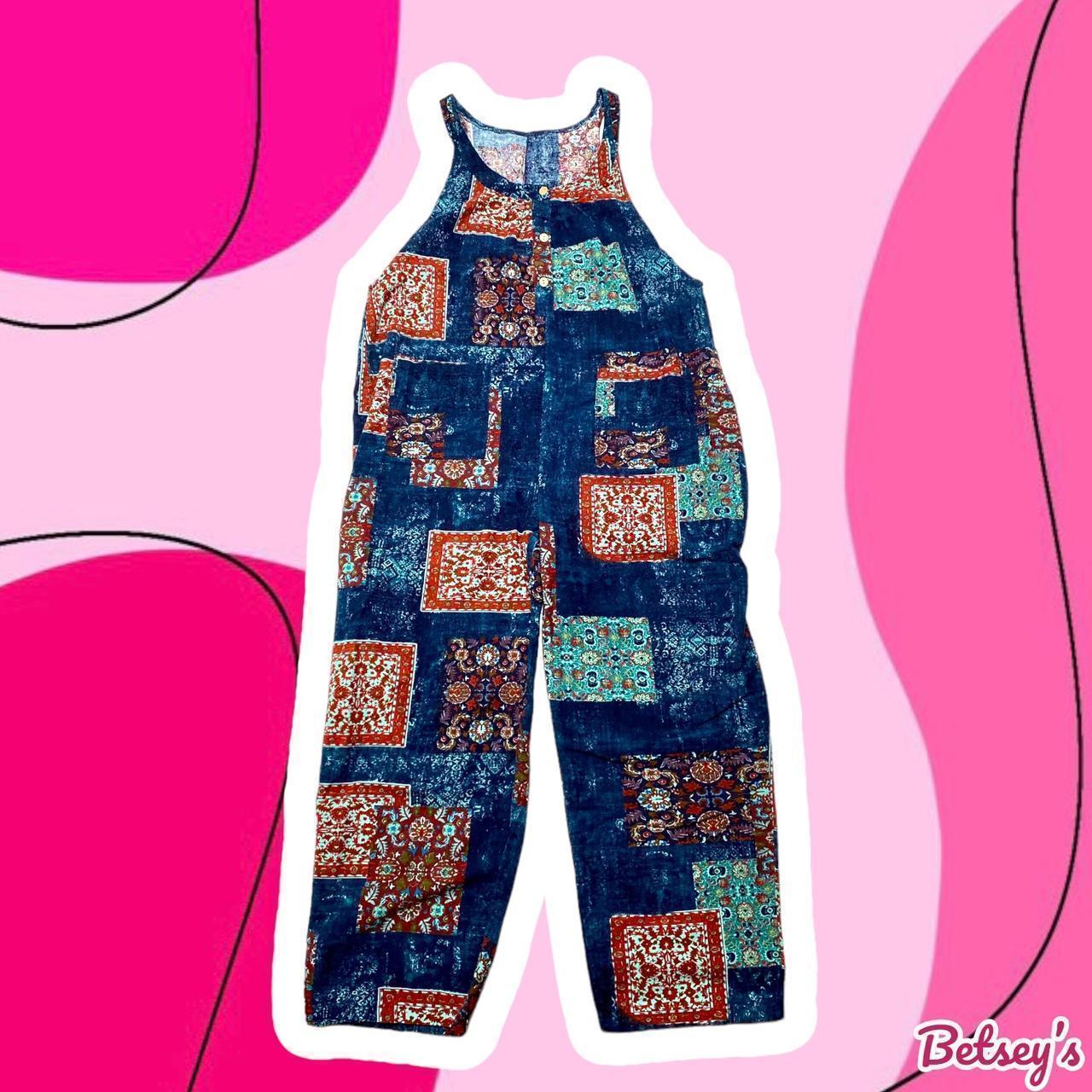 Boho Print Overalls Great condition. Two front... - Depop