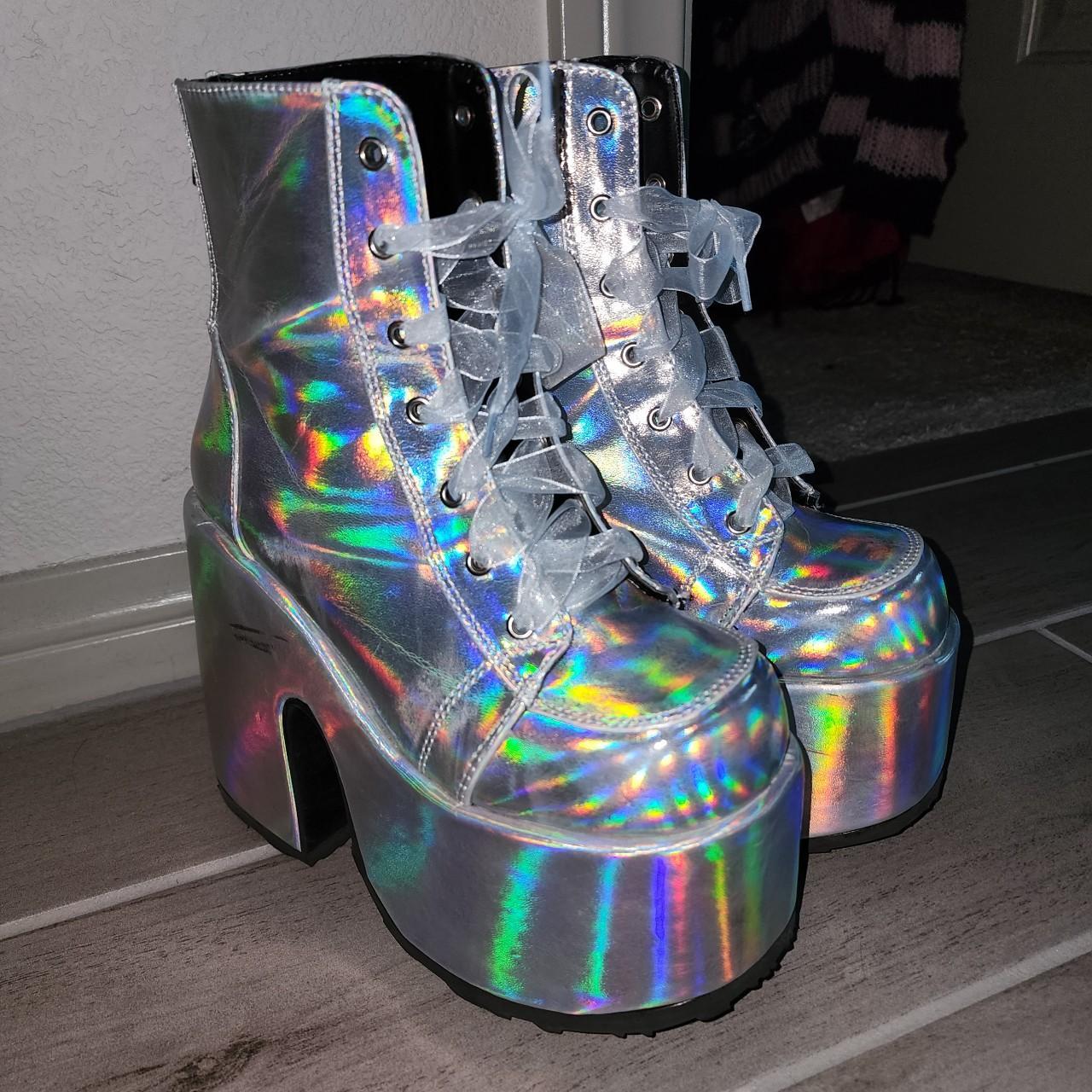 demonia boots holographic