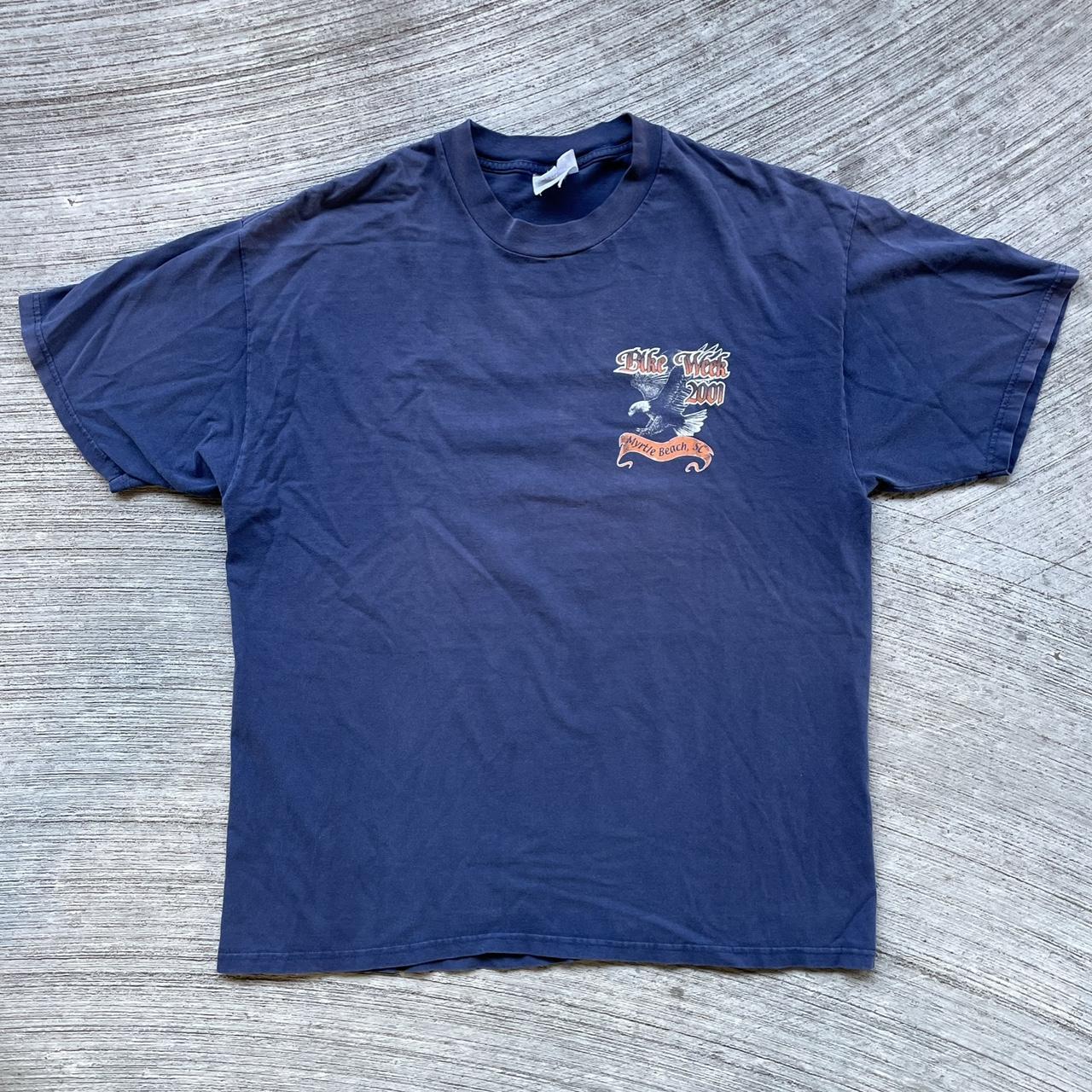 Hanes Men's Navy and Orange T-shirt | Depop