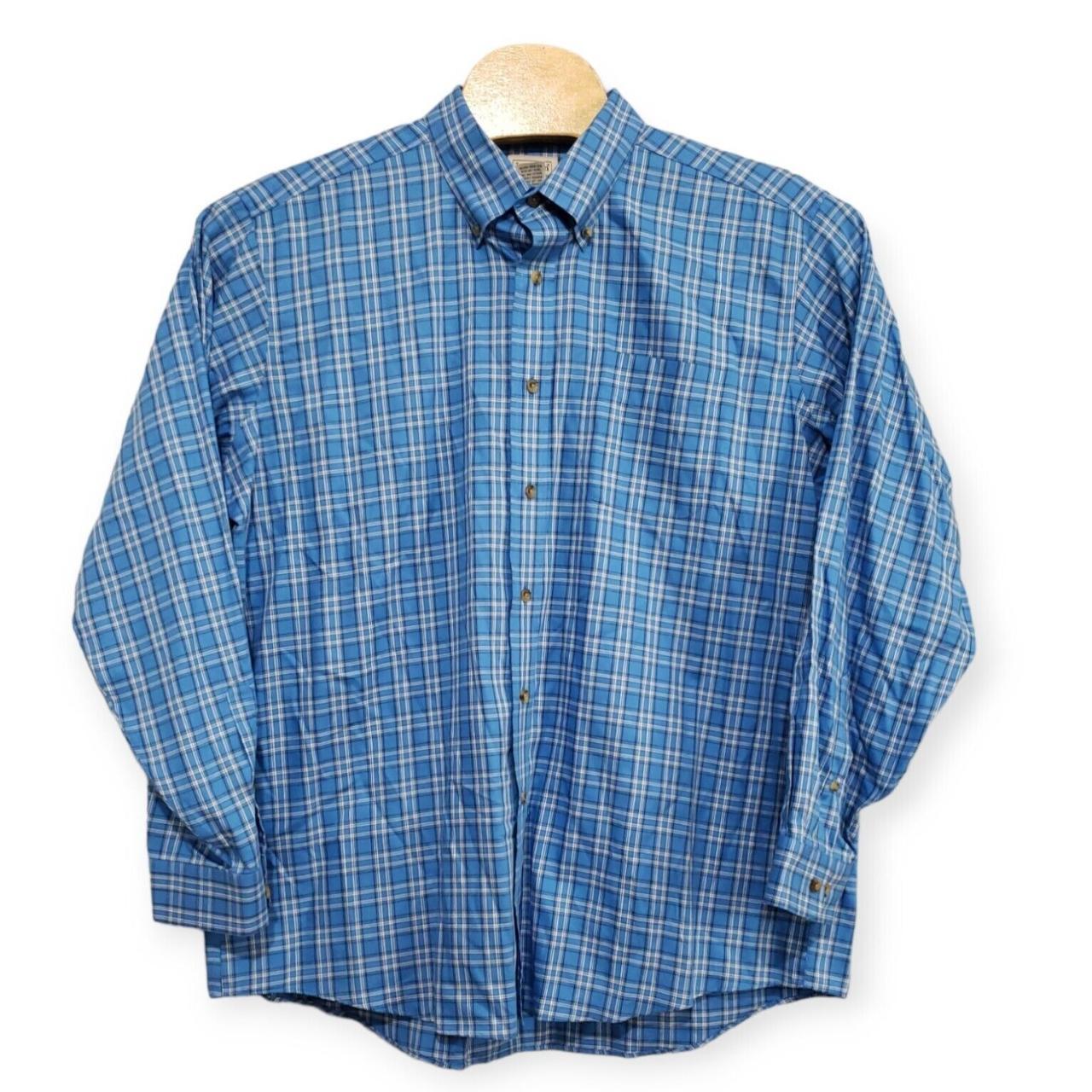 L.L. Bean Traditional Fit XL-REG X-Large Blue Plaid... - Depop