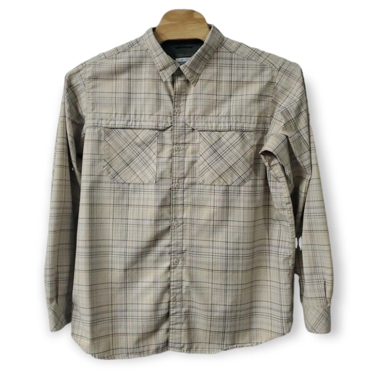 Columbia Mens XL Beige Omni-Wick Flannel Long Sleeve... - Depop