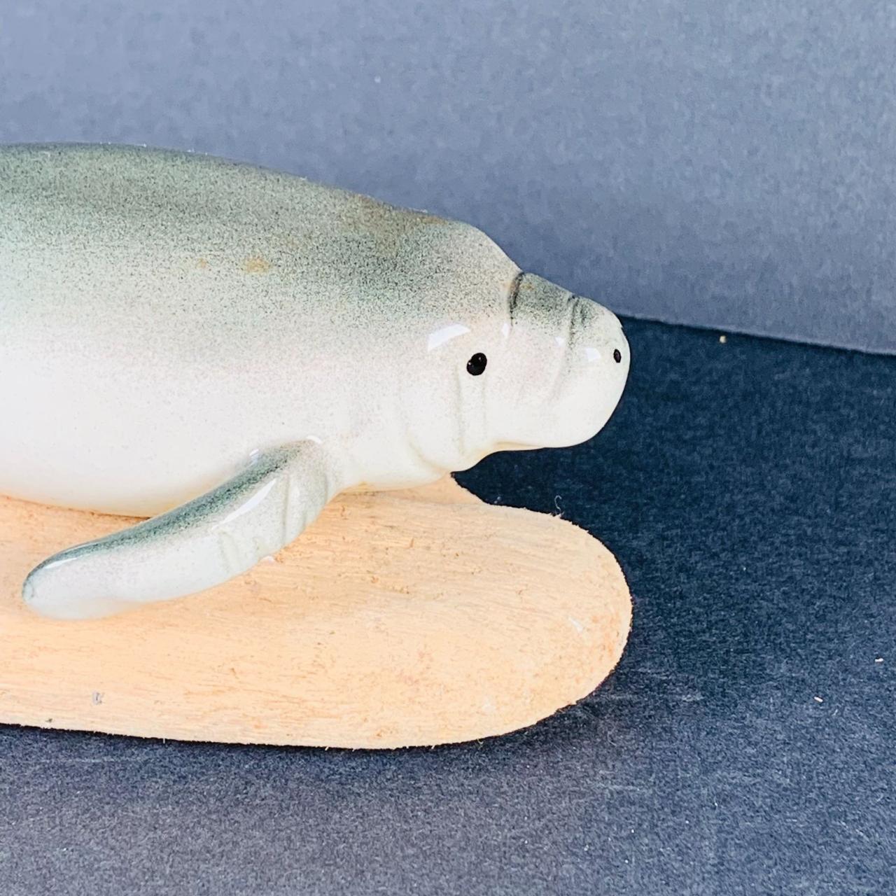 Ceramic Manatee On Driftwood Art Decor Sea Ocean - Depop