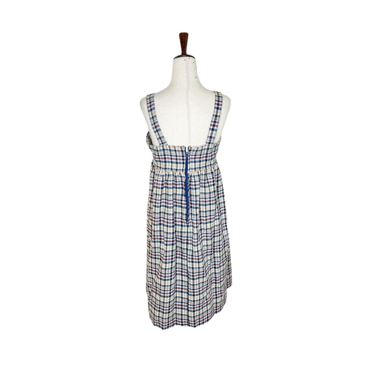 Vintage 70s Plaid Knit Pinafore Style Empire Waist... - Depop