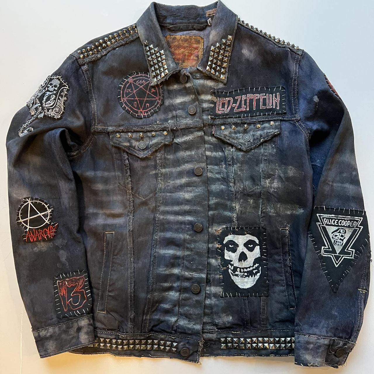 Vintage Levi’s Trucker Denim Rock Metal Custom... - Depop