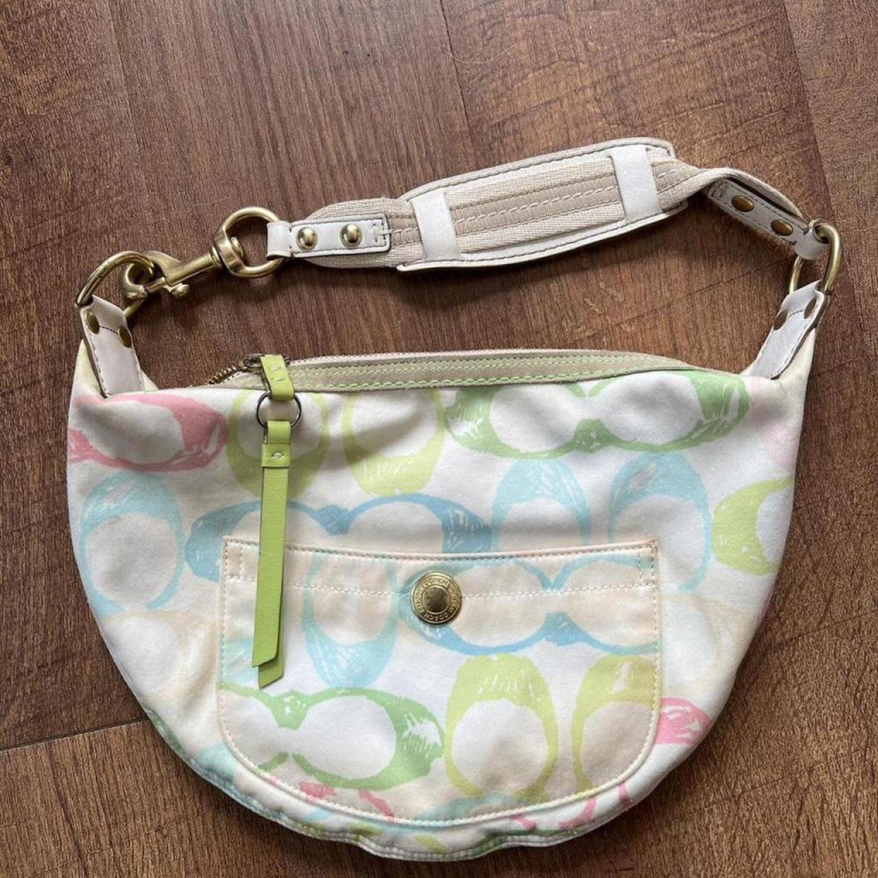 White coach purse with colored online c's