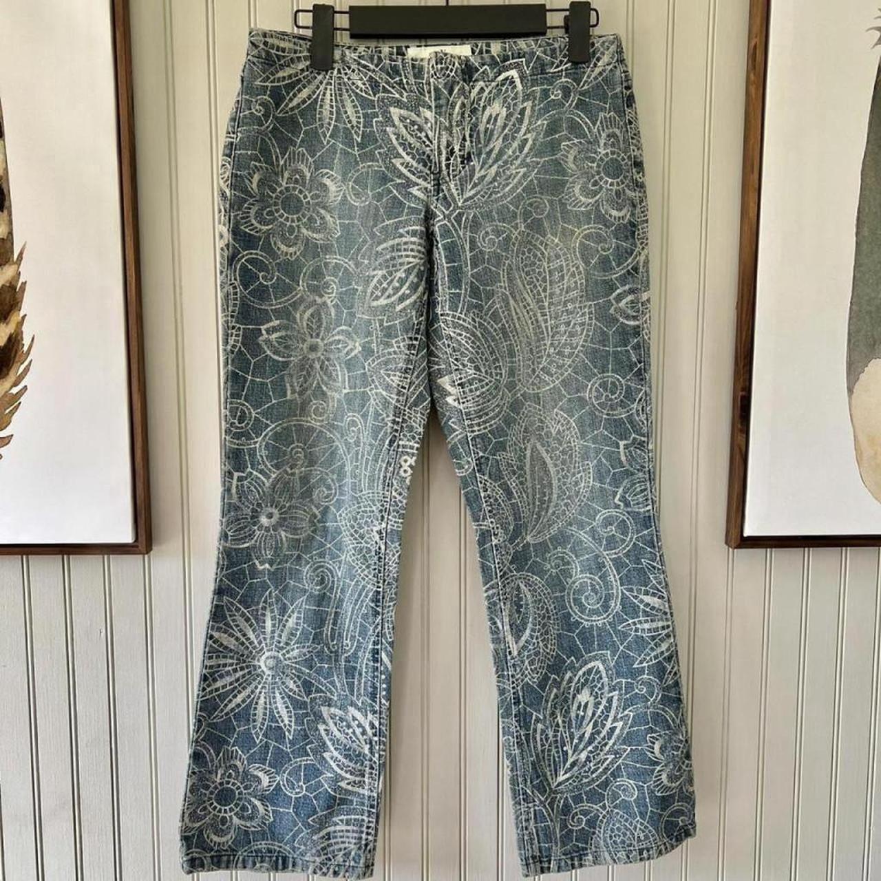 Vintage Armani Exchange Y2K Jeans. Floral printed... - Depop