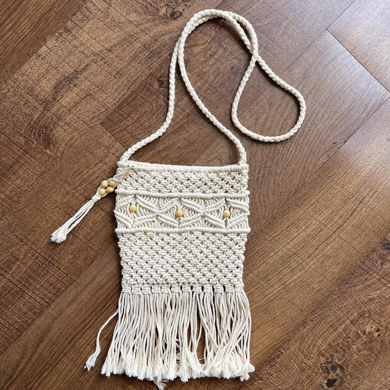 Macrame Crochet Creame color bag Features: Creame... - Depop