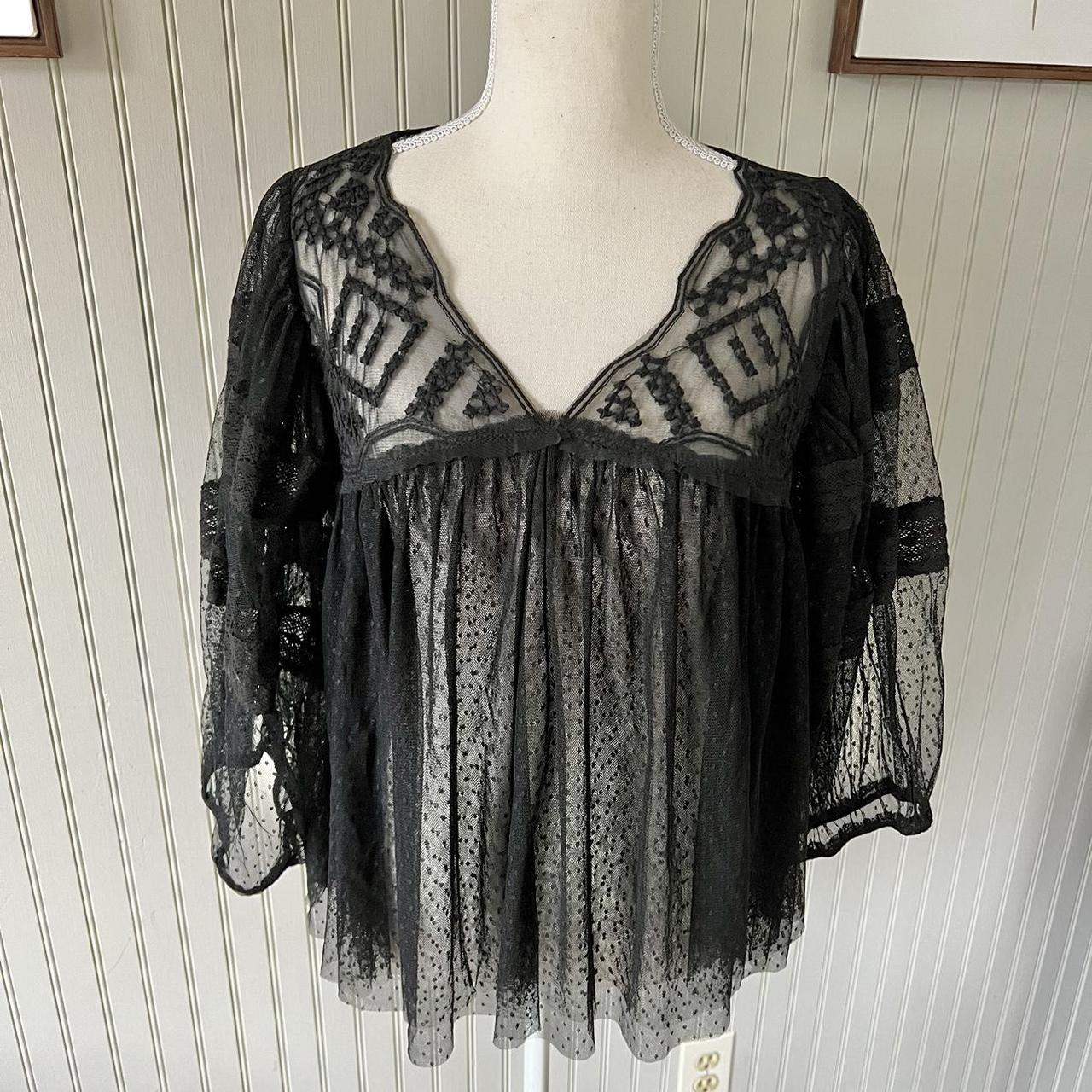 Free people black lace tunic on sale