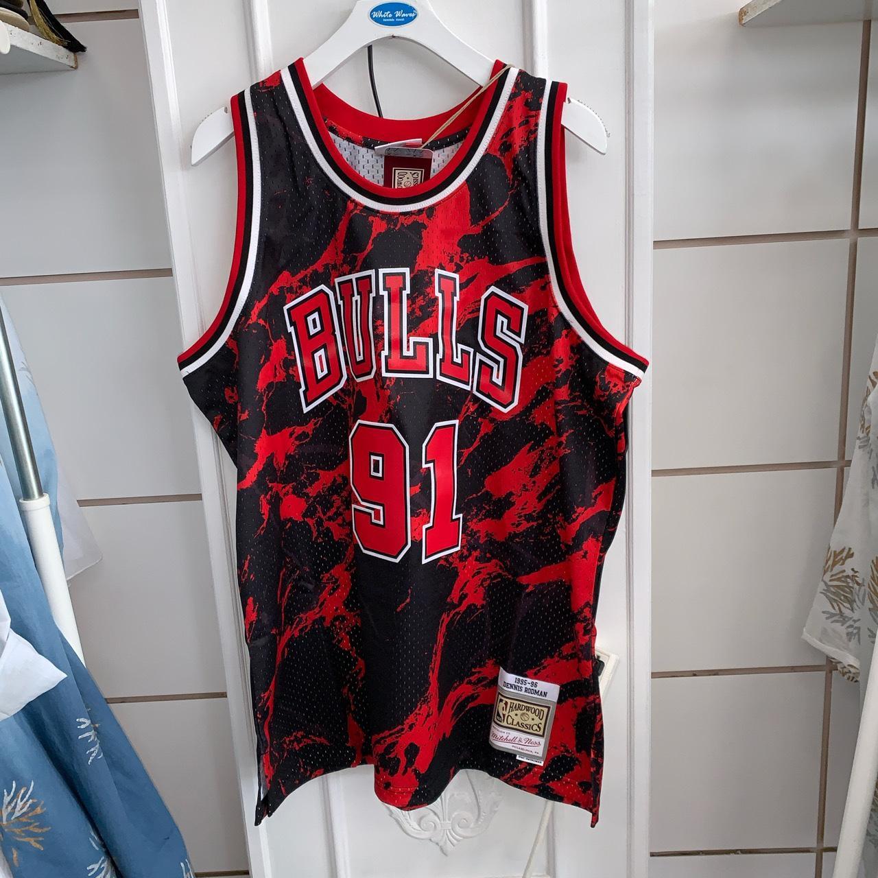 Men's Chicago Bulls Dennis Rodman Mitchell & Ness White 1995-96