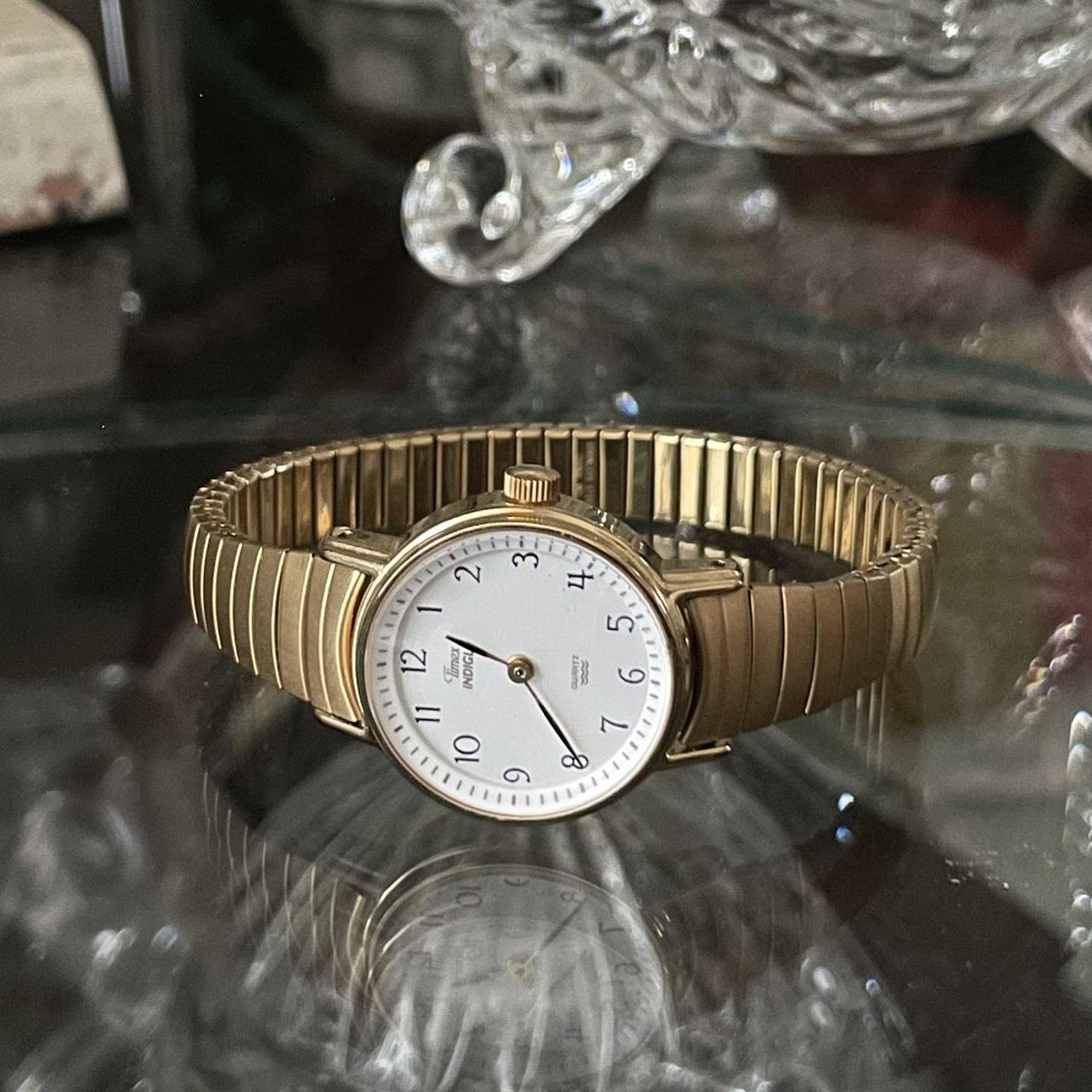 Vintage Timex Indiglo Men Gold Dial Day/Date 35mm Quartz