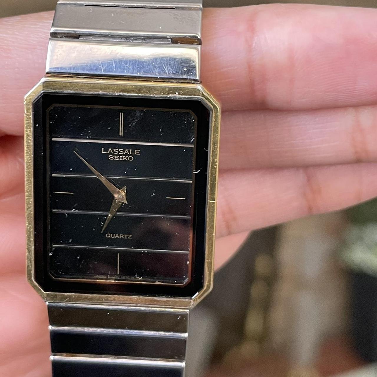 LASSALE SEIKO ③ Seiko Lassale Watch Men 33mm Gold Dial Gold Tone Date BROKEN