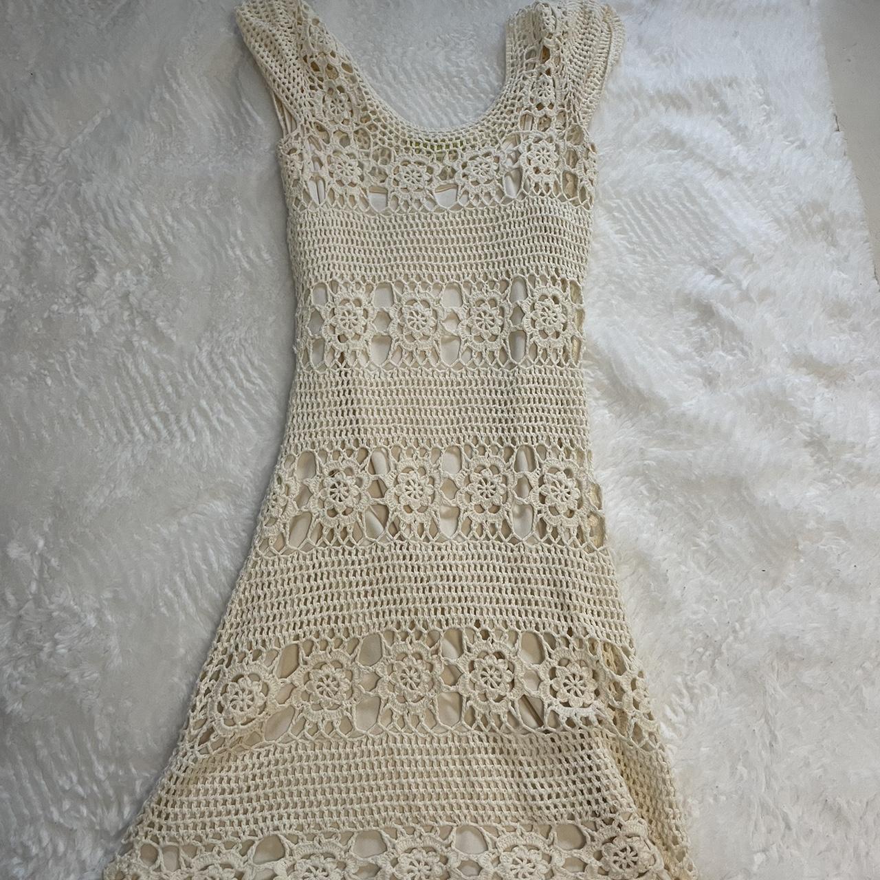 gianni bini crochet dress w slip underneath - Depop