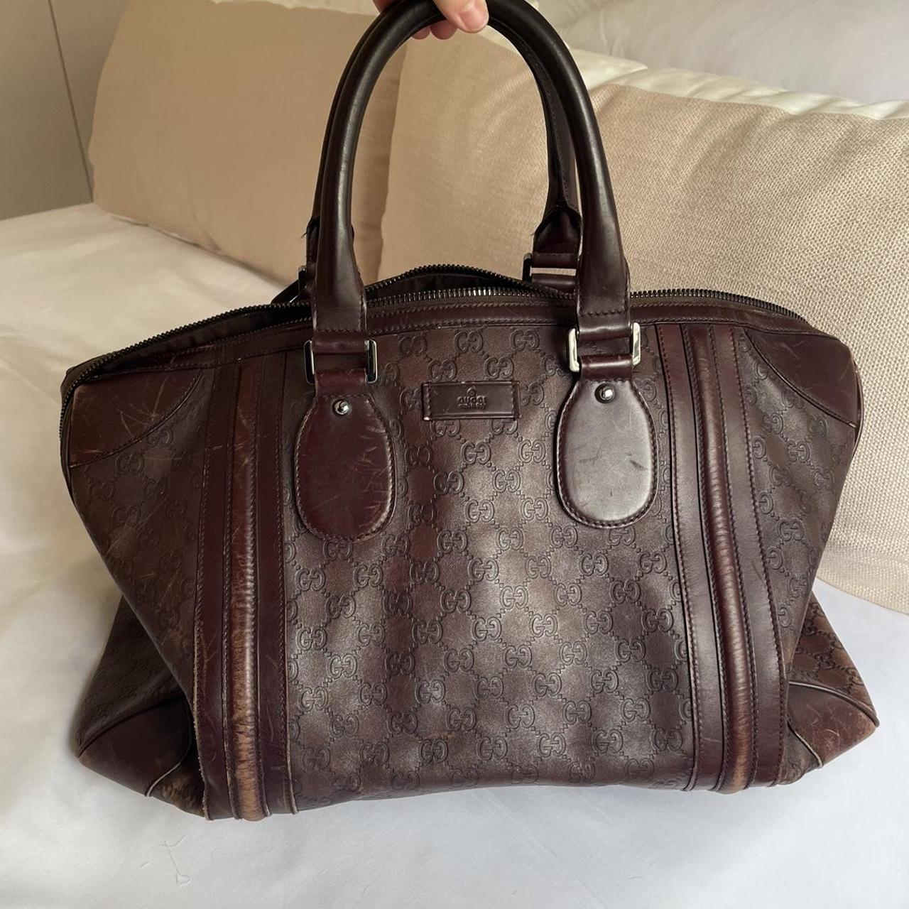 Vintage Gucci Leather Weekend Bag - Depop