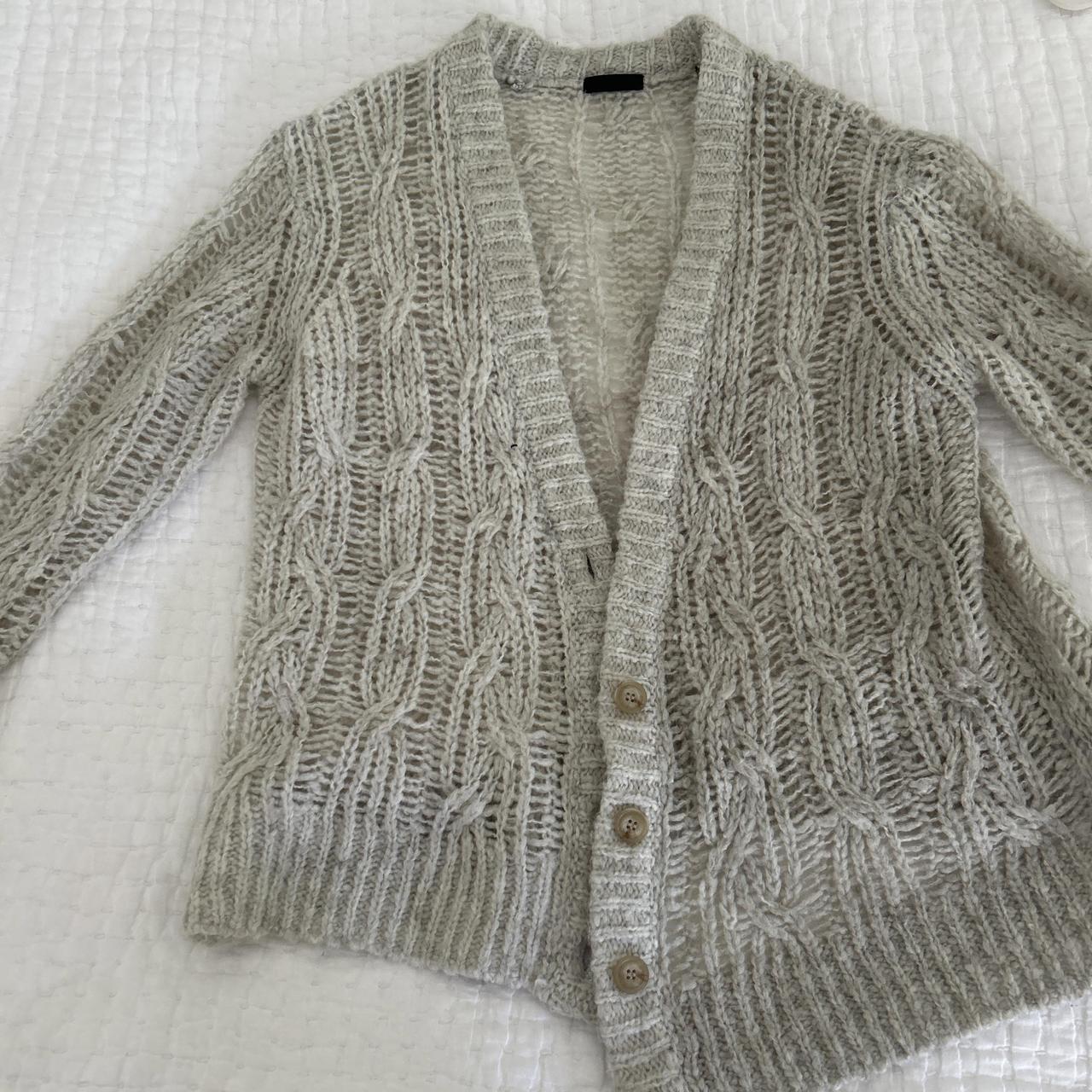 Atm anthony thomas melillo women's cream and grey cardigan