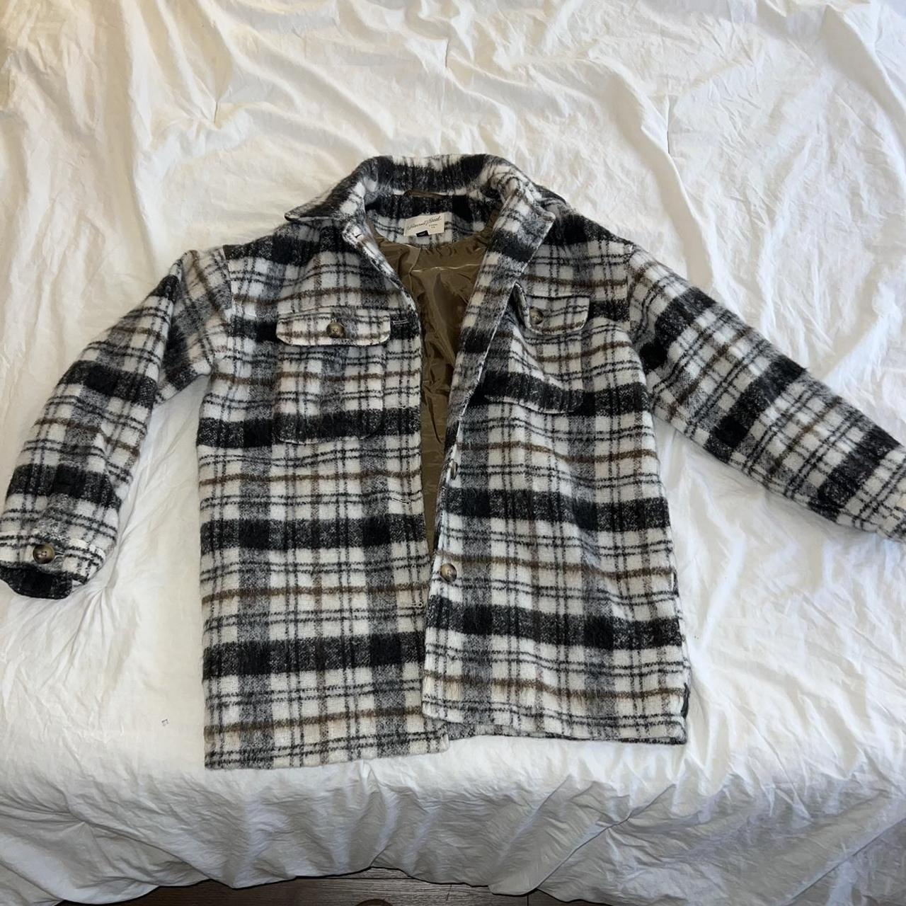 Plaid coat -very thick -XS but oversized. Could fit... - Depop