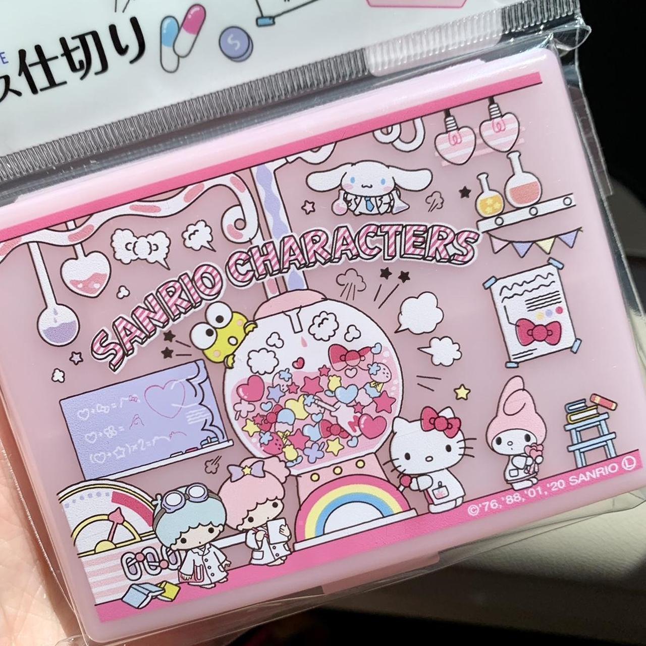 Sanrio characters glitter pink pill box storage case... - Depop