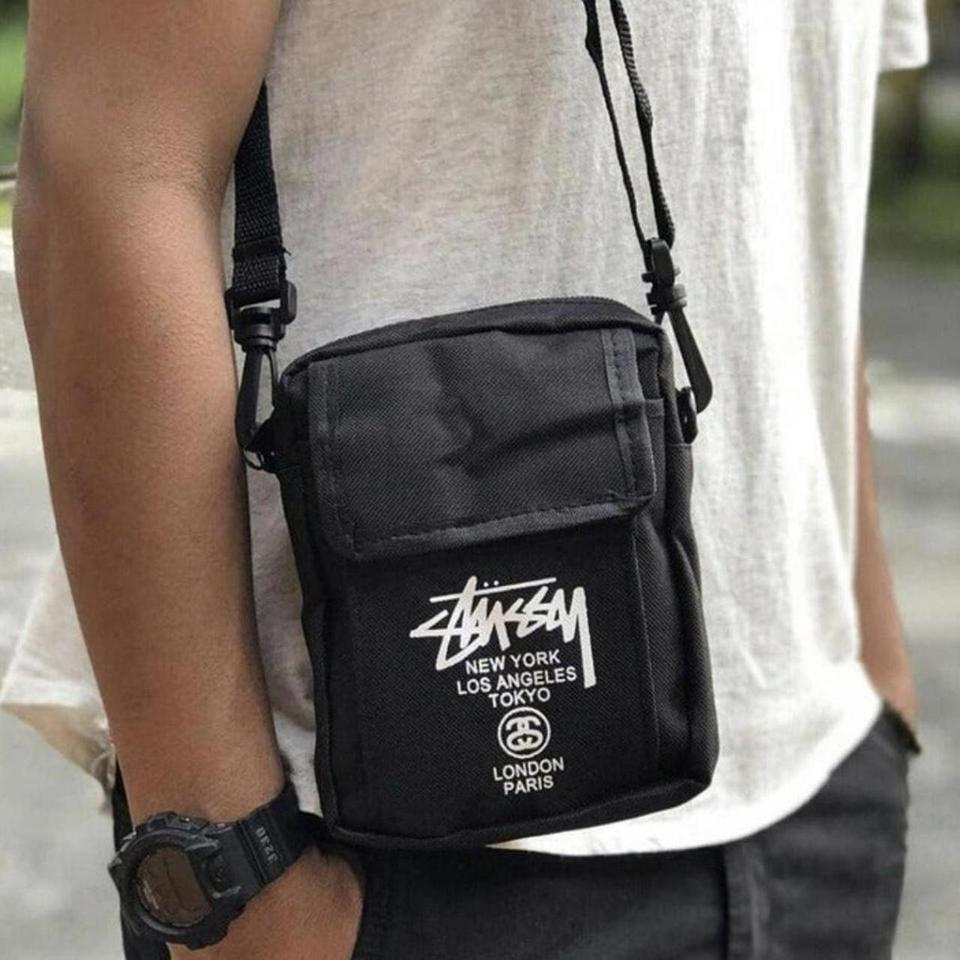 stussy black crossbody shoulder handbag bag Brand - Depop