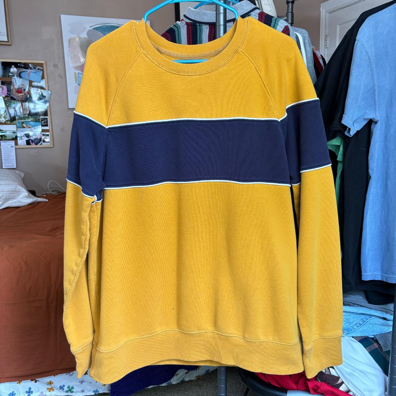 Navy and yellow sweater best sale