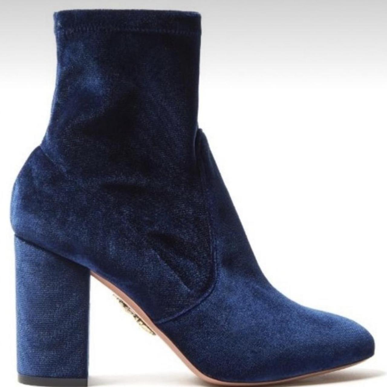 Aquazzura blue velvet boots hotsell