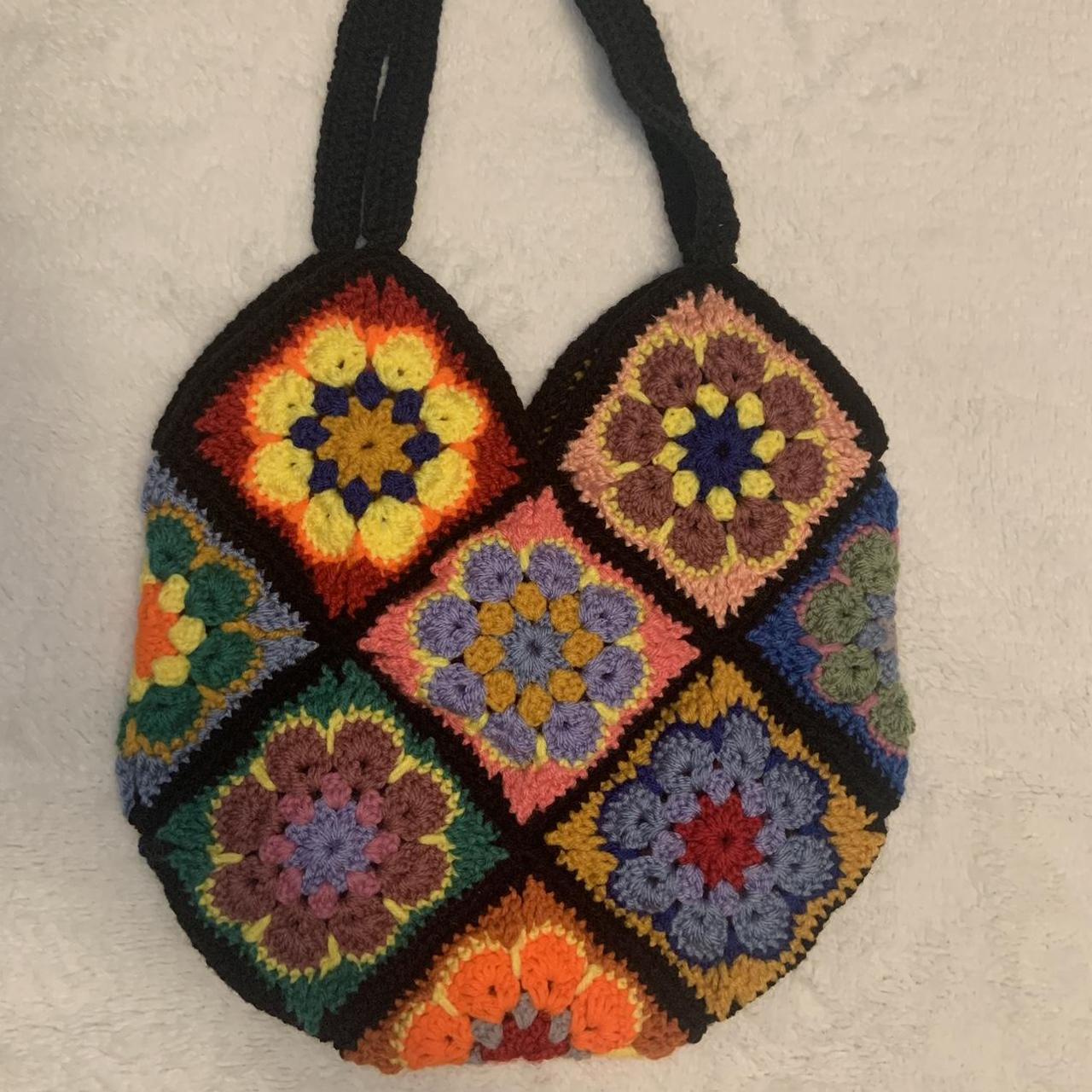 Colorful handmade (by me) crochet tote. Both sides - Depop