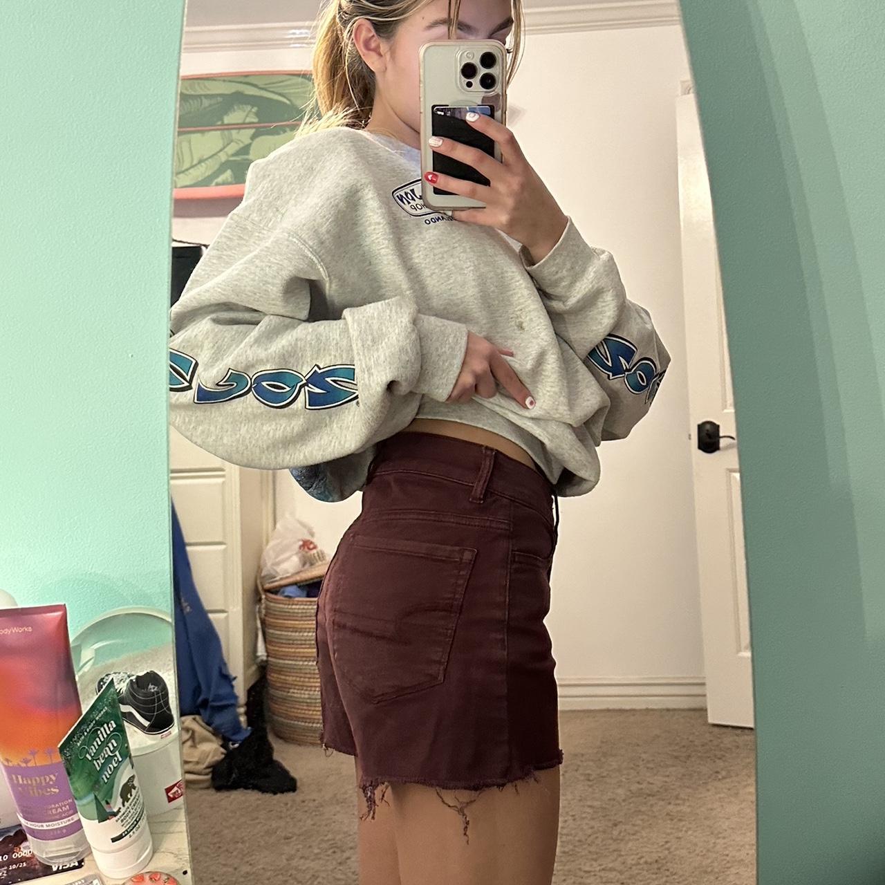 American Eagle Outfitters Women's Red and Burgundy Shorts (4)