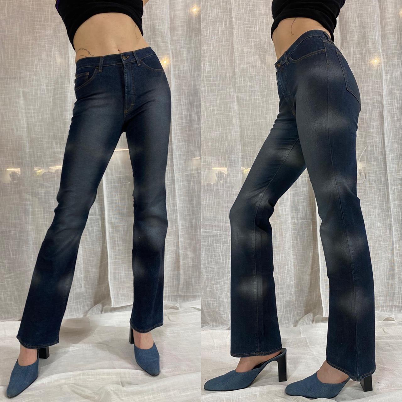 Y2K Just Cavalli faded sparkle flare jeans. Dark... - Depop