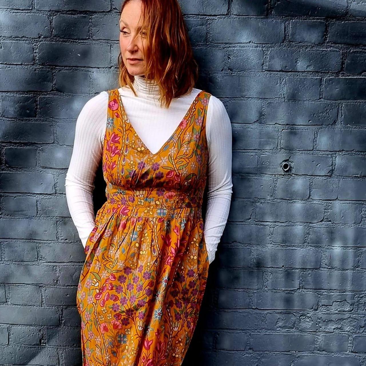 Floral midi pinafore dress by Jigsaw with