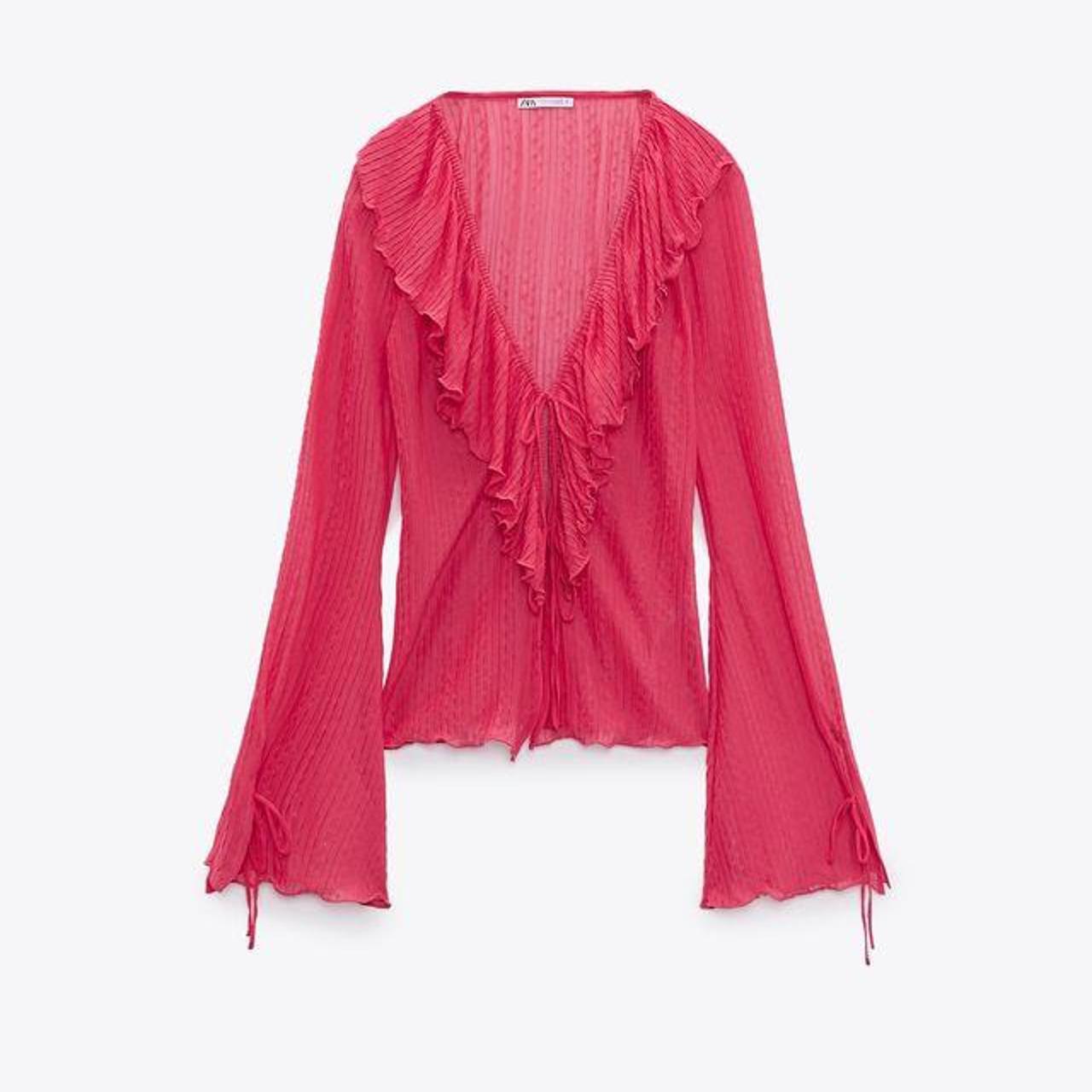 Brand new Zara pink pleated ruffled top #zara... - Depop