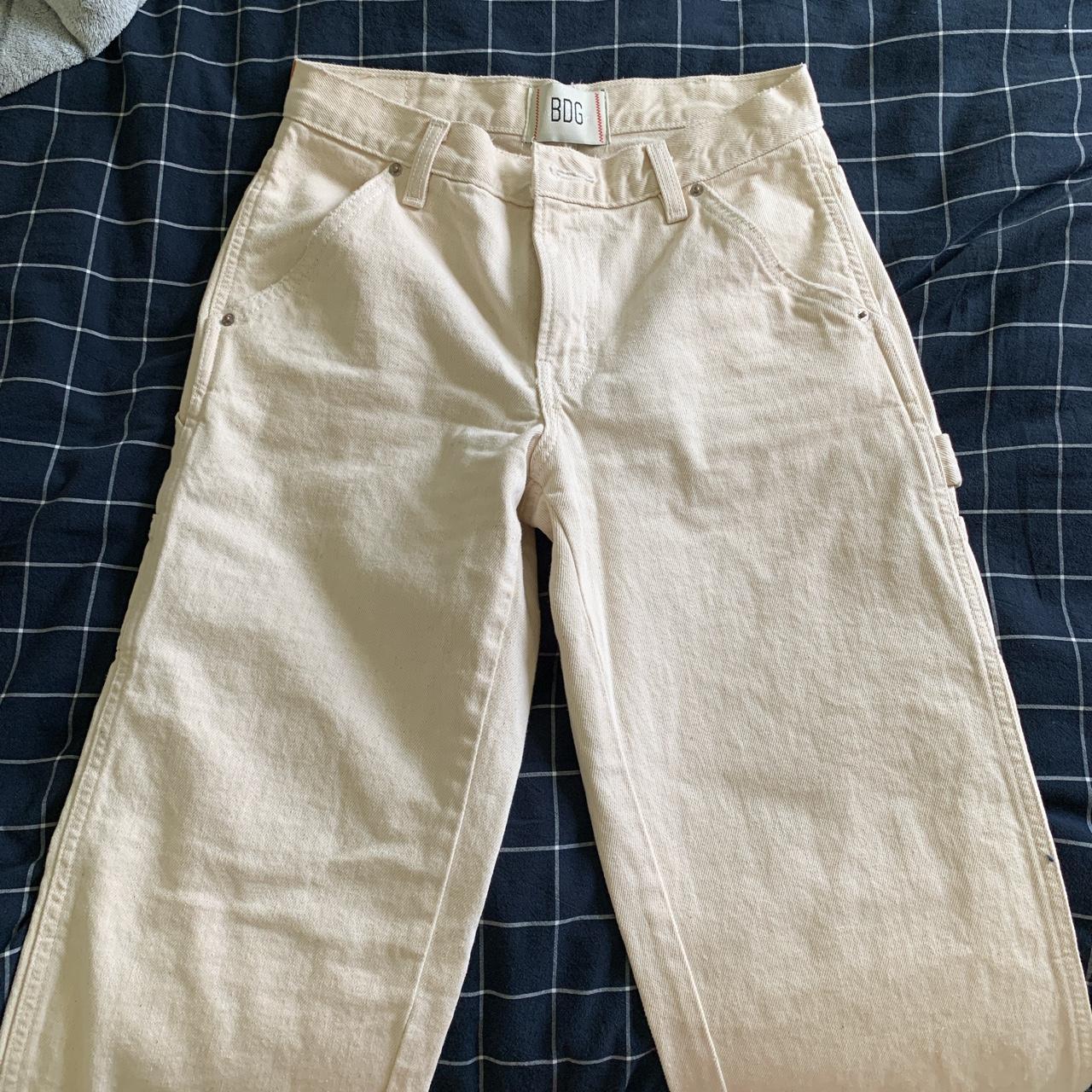 Urban Outfitters Women's Cream and White Trousers | Depop