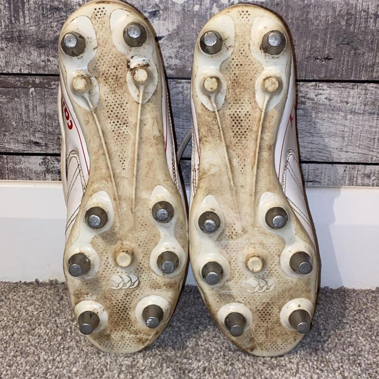 Red and white cantabury rugby boots size 9 Depop