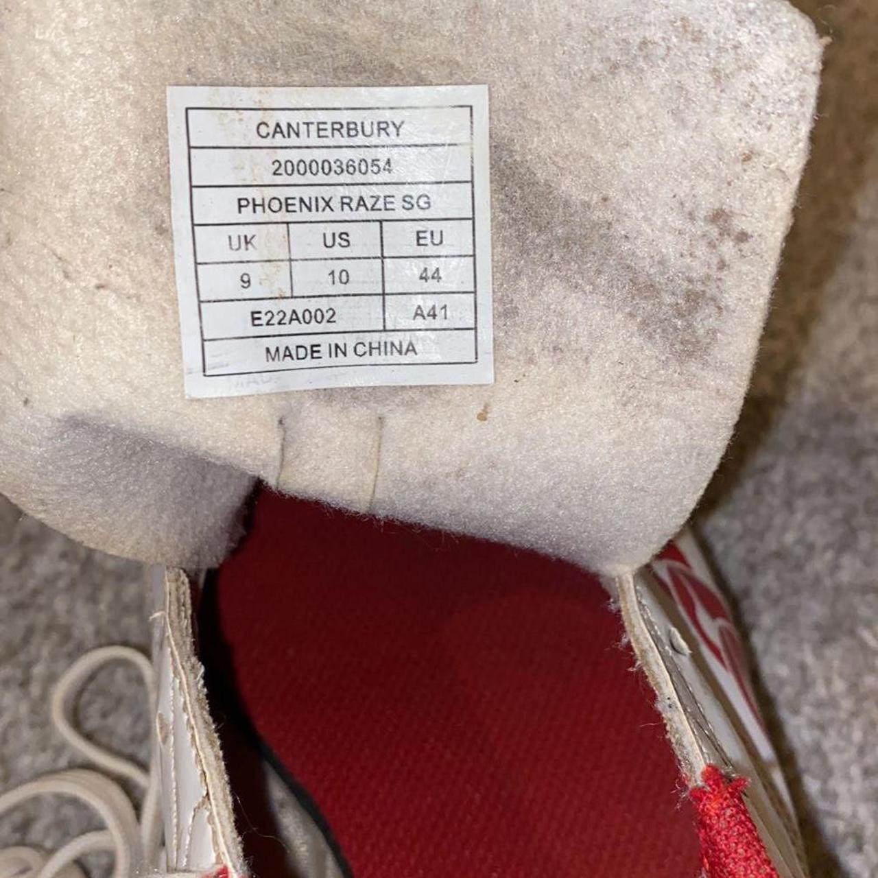 Red and white cantabury rugby boots size 9 Depop