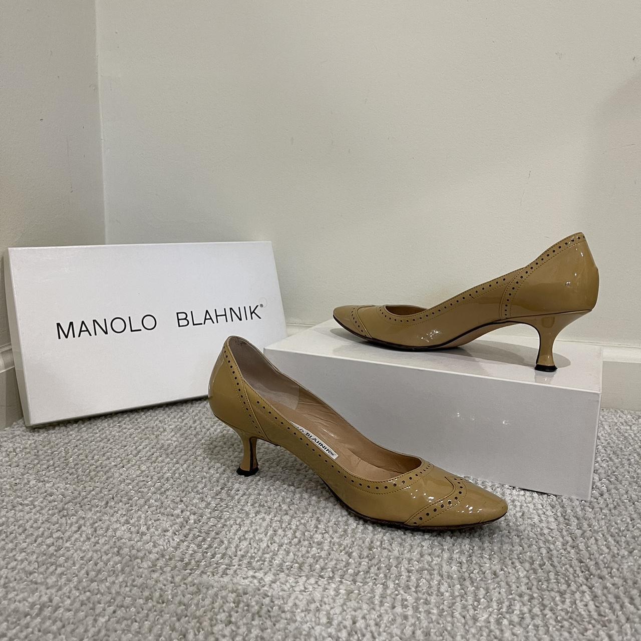 beige manolo blahnik kitten heels with original... - Depop