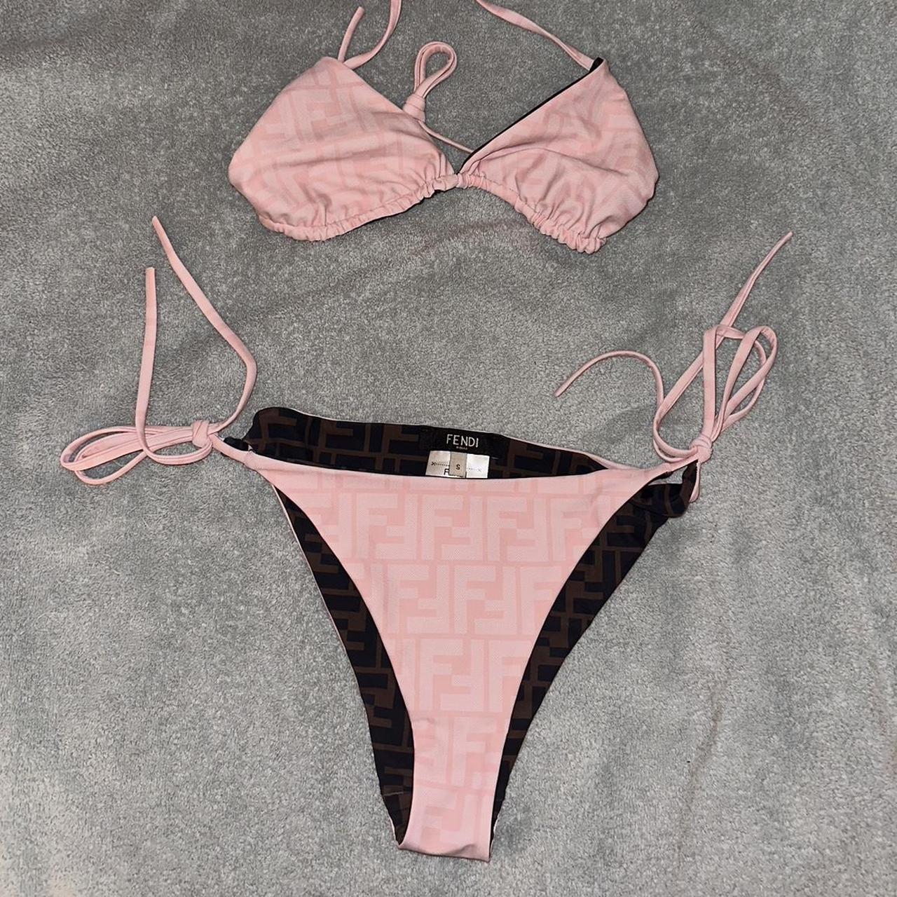 Fendi Women's Pink and Brown Bikini-and-tankini-tops | Depop
