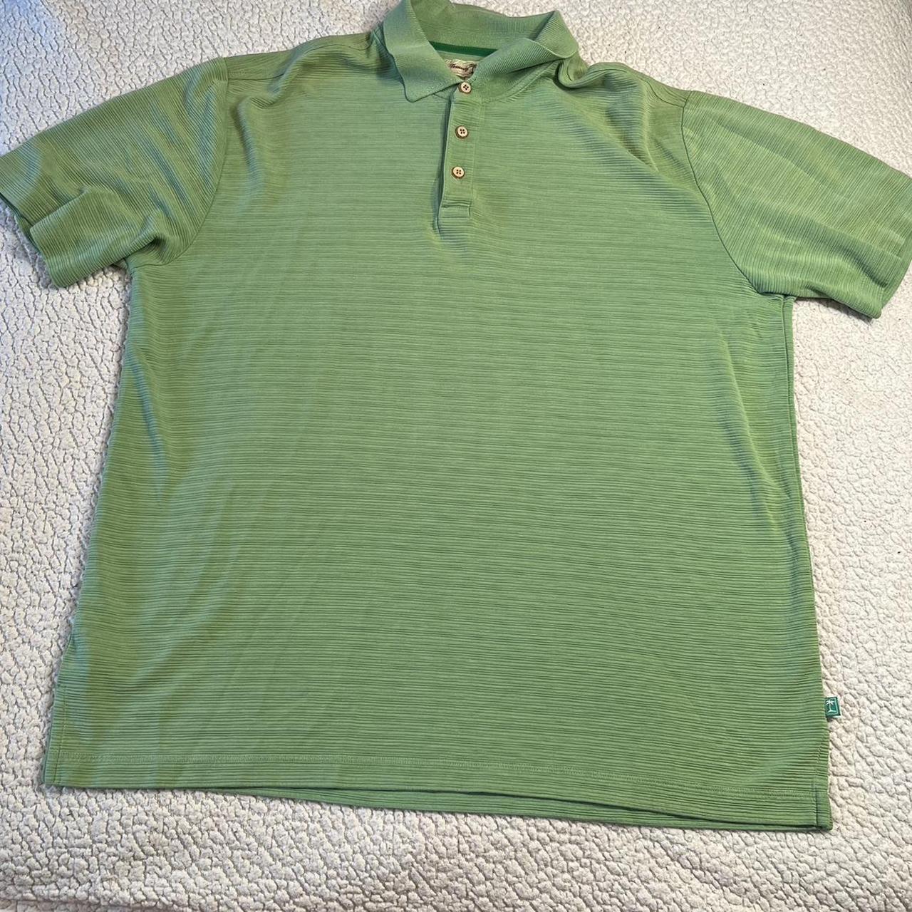 vintage celery green silk polo tommy bahama shirt…... - Depop