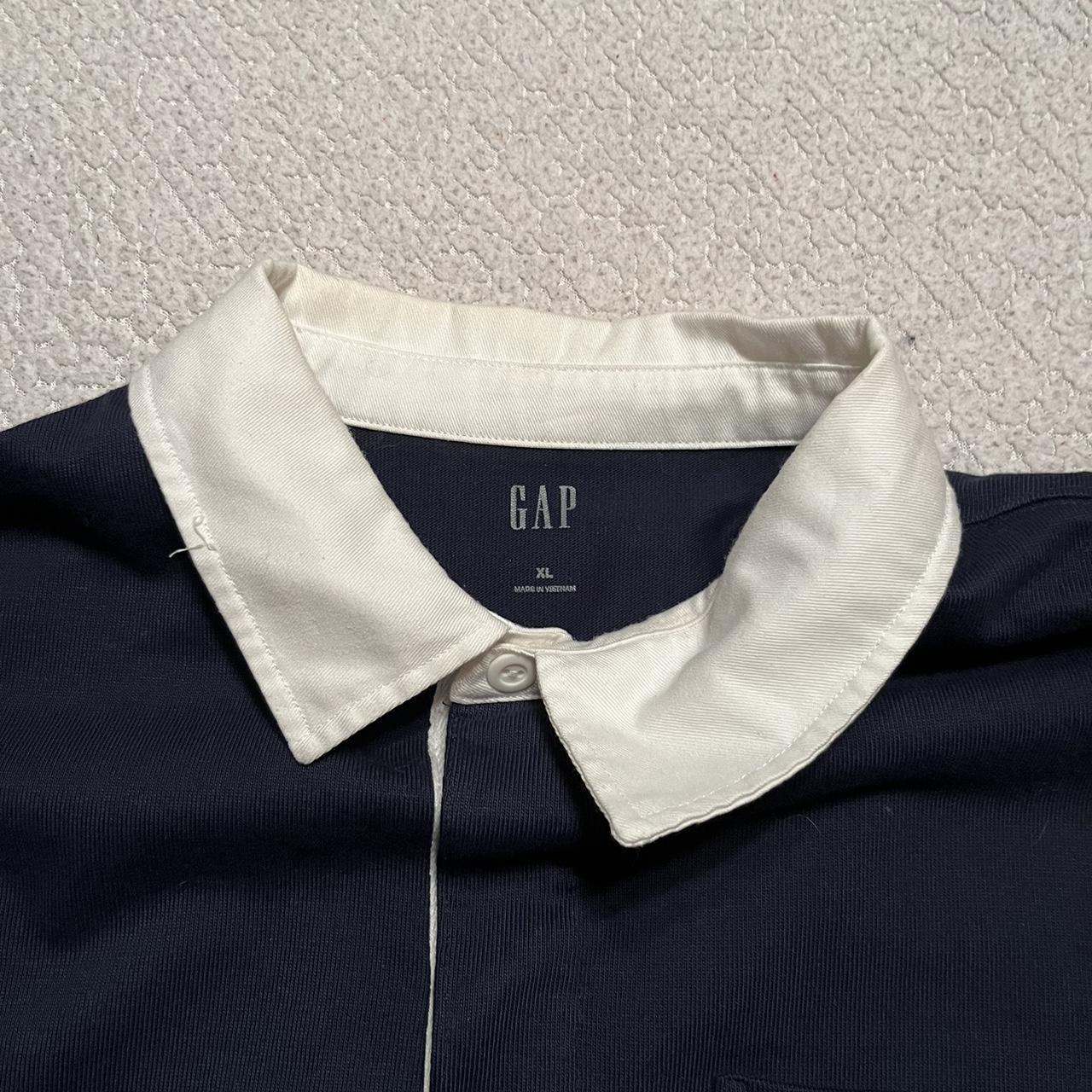 the coolest navy blue GAP rugby style shirt with a... - Depop