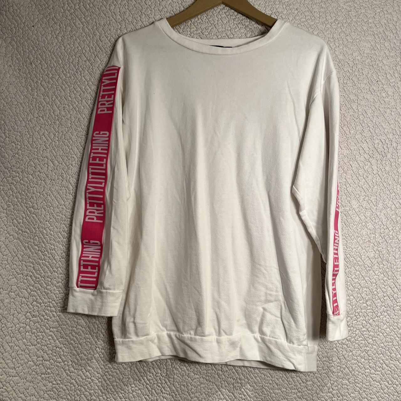 modern pretty little thing white long sleeve with a... - Depop