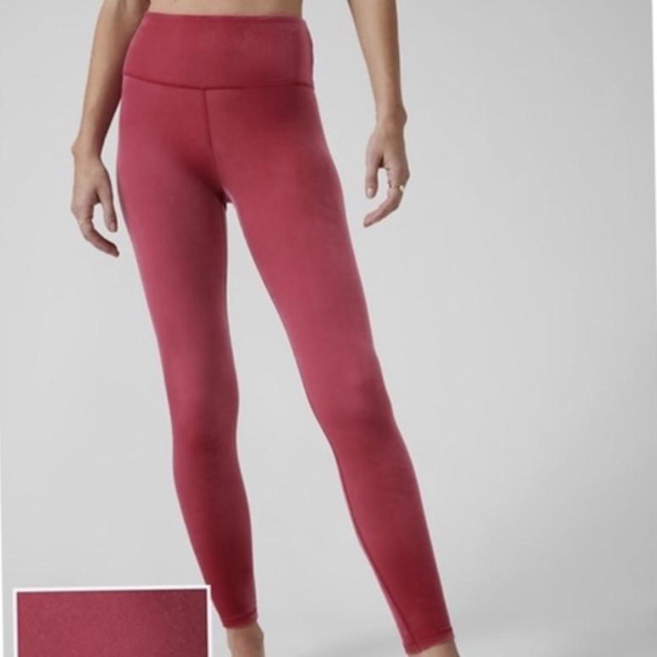 Athleta red/berry colored velvet elation leggings! - Depop