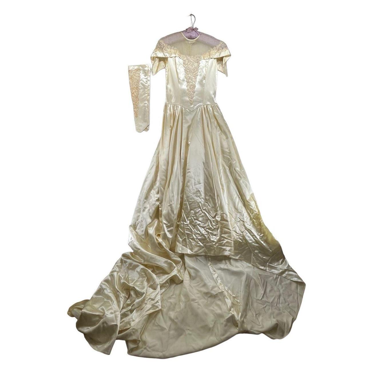 Liquid satin wedding outlet dress