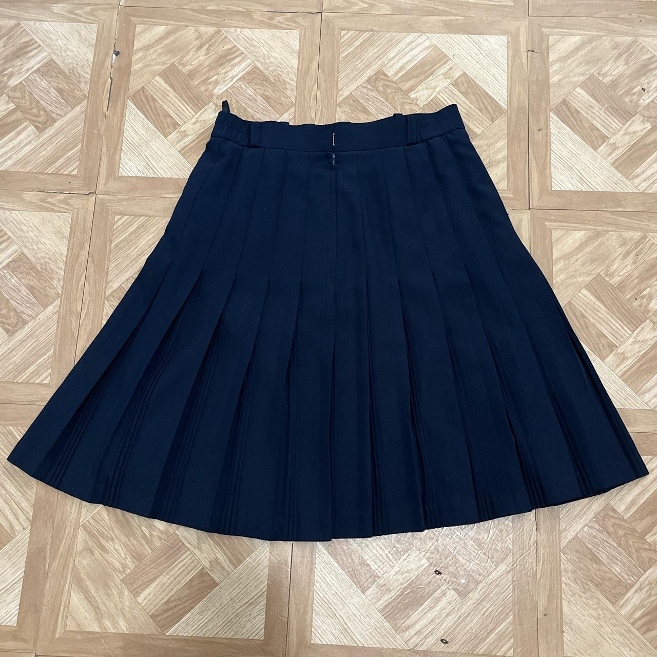Navy Blue Pleated Skirts Knee Length Zip Julianna Cotton Pleated