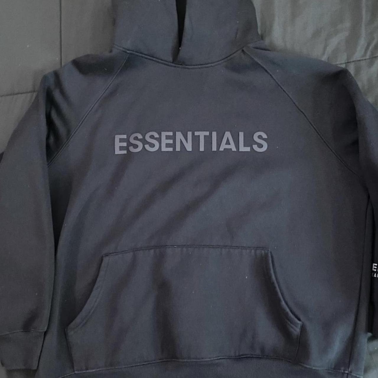 Essentials Men's Black Hoodie | Depop